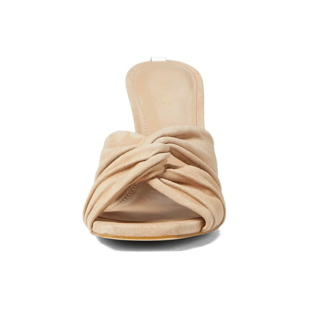 Guess Daiva GWDAIVA2 Sandals Womens US 6 Tan Knotted Suede Slip-On Mule JOBB1372